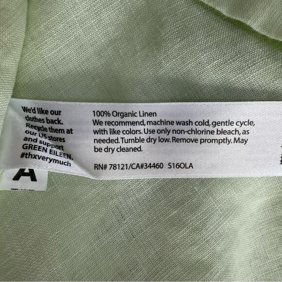 Eileen Fisher Mint Green Short Drop Sleeve Boxy Relaxed Blouse 100% Linen Size M - Picture 6 of 10